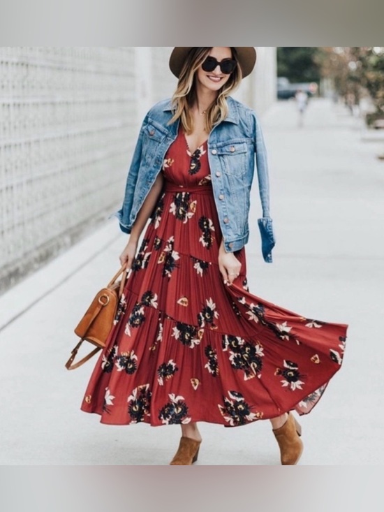 Free People Dresses & Skirts - Free People All I Got Maxi Dress Retro Floral Botanical Tiered Plunge OB560654